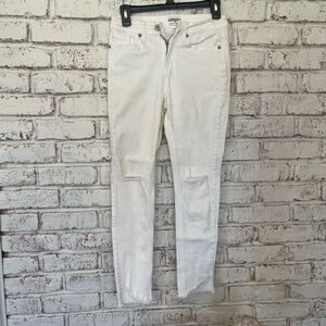 Women's White Jeans by UMGEE. Distressed at knee and at hemline.Great condition!